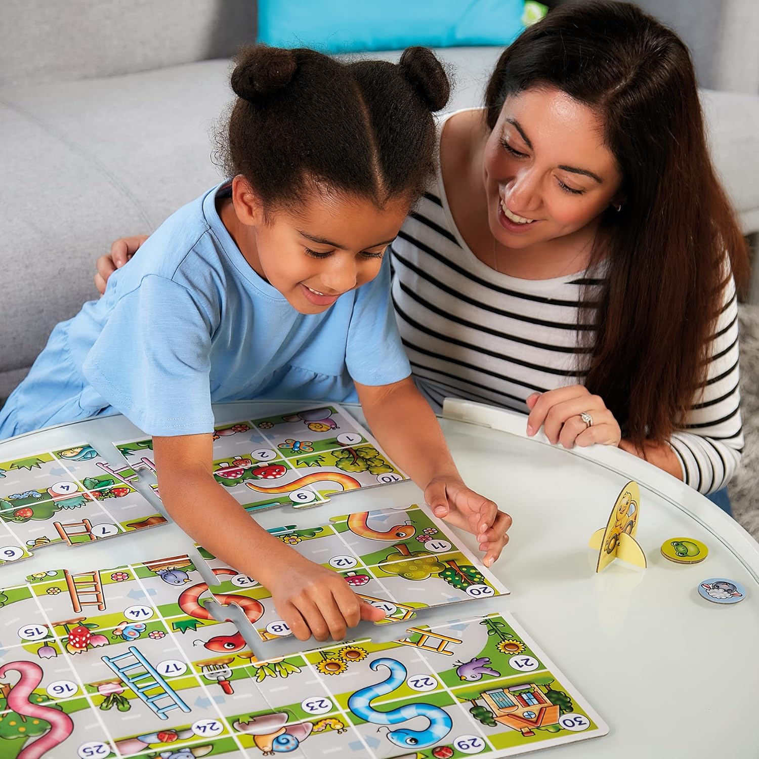 Orchard Toys My First Snakes & Ladders Game for Kids - Large Toddler Games w/Giant Colourful 3D Playing Pieces - Children's and Kids Board Games Age 3-6 Years - For 2-4 Players