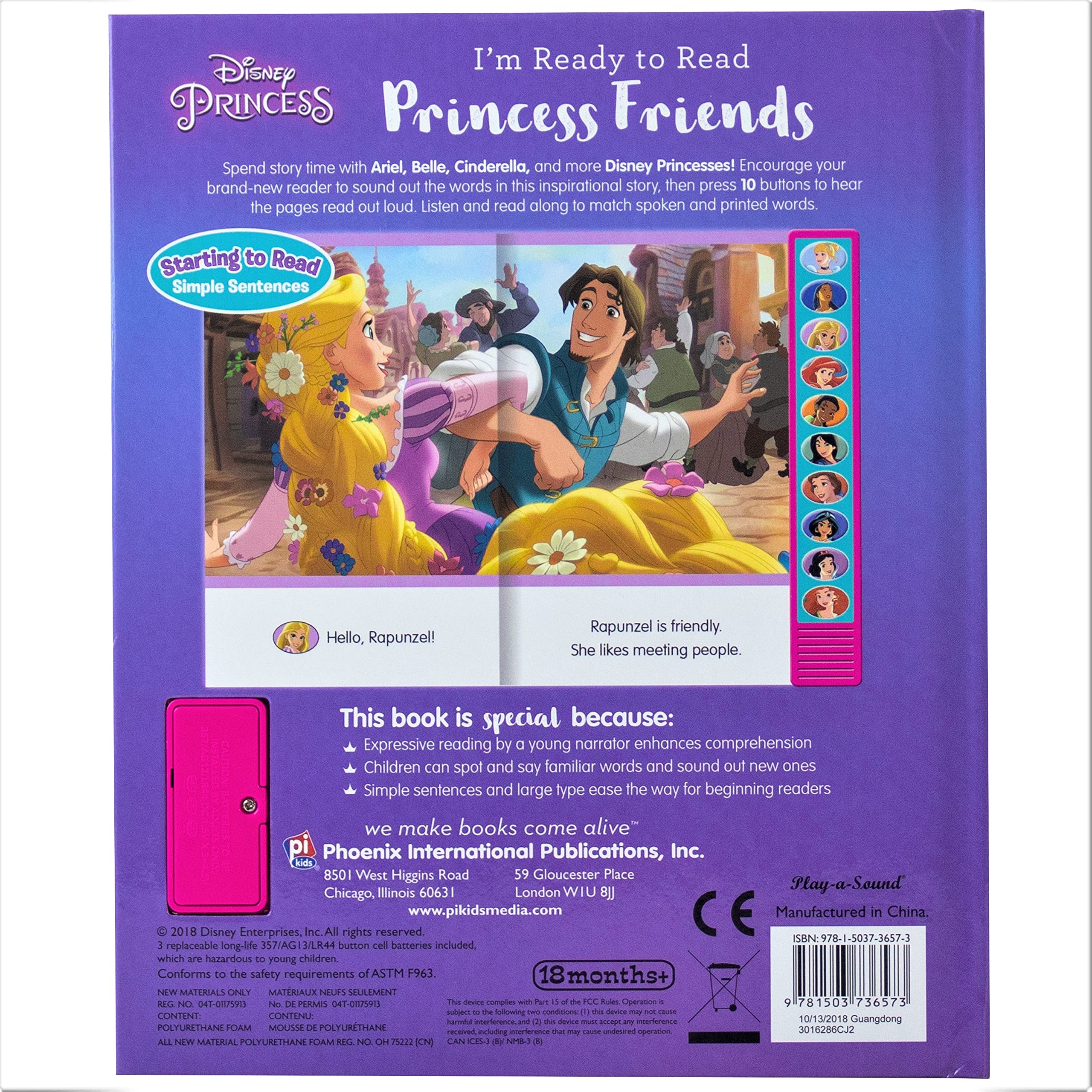 Disney Princess Belle, Mulan, Cinderella, Rapunzel, and More! - I'm Ready to Read Princess Friends Sound Book - The English Bookshop Kuwait