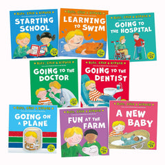 First Experiences with Biff, Chip & Kipper 8 Books Collection Set (Learning to Swim, Going to the Dentist, Going on a Plane, Starting School, Going to the Hospital, Going to the Doctor & More…) - The English Bookshop