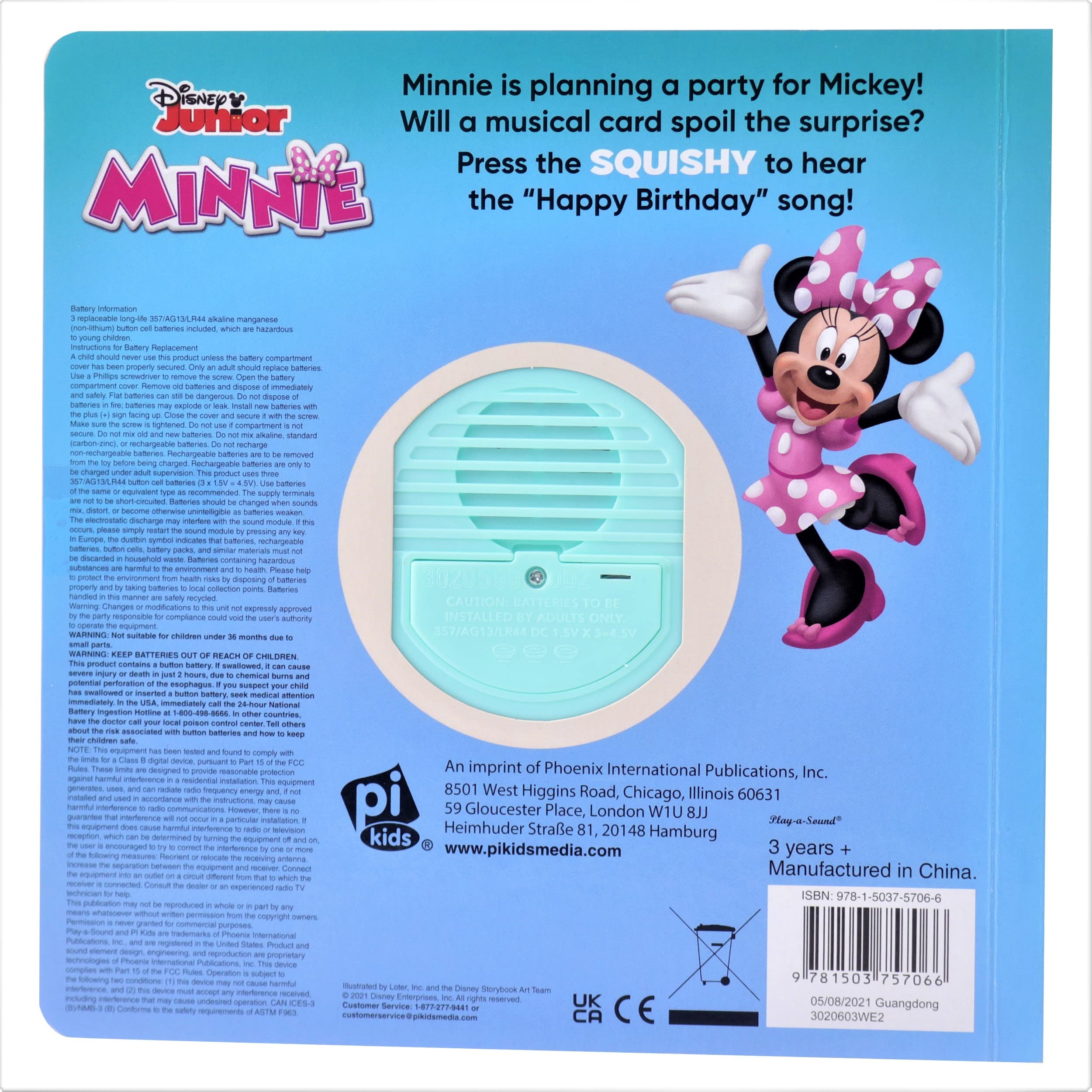 Disney Junior Minnie Mouse - Happy Birthday Surprise! Squishy Button Sound Book - Satisfying Tactile and Sensory Play - PI Kids (Play-A-Sound) - The English Bookshop Kuwait