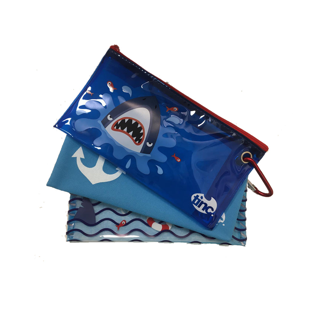 Shark Pencil Case - Set of 3 - Tinc - The English Bookshop