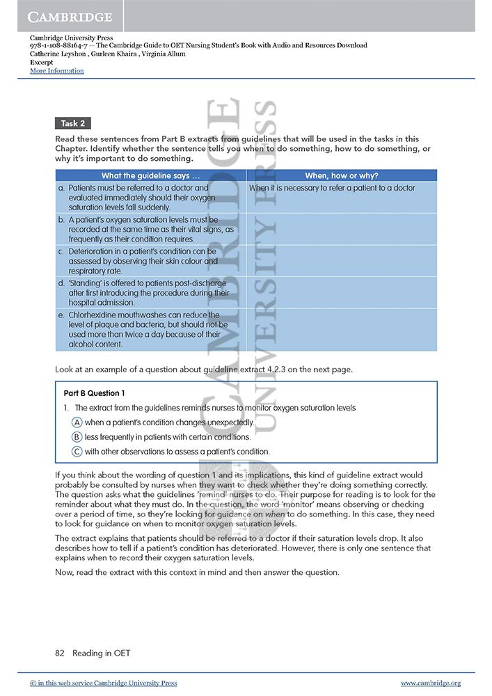 The Cambridge Guide to OET Nursing Student's Book with Audio and Resources Download (OET Course) - The English Bookshop Kuwait