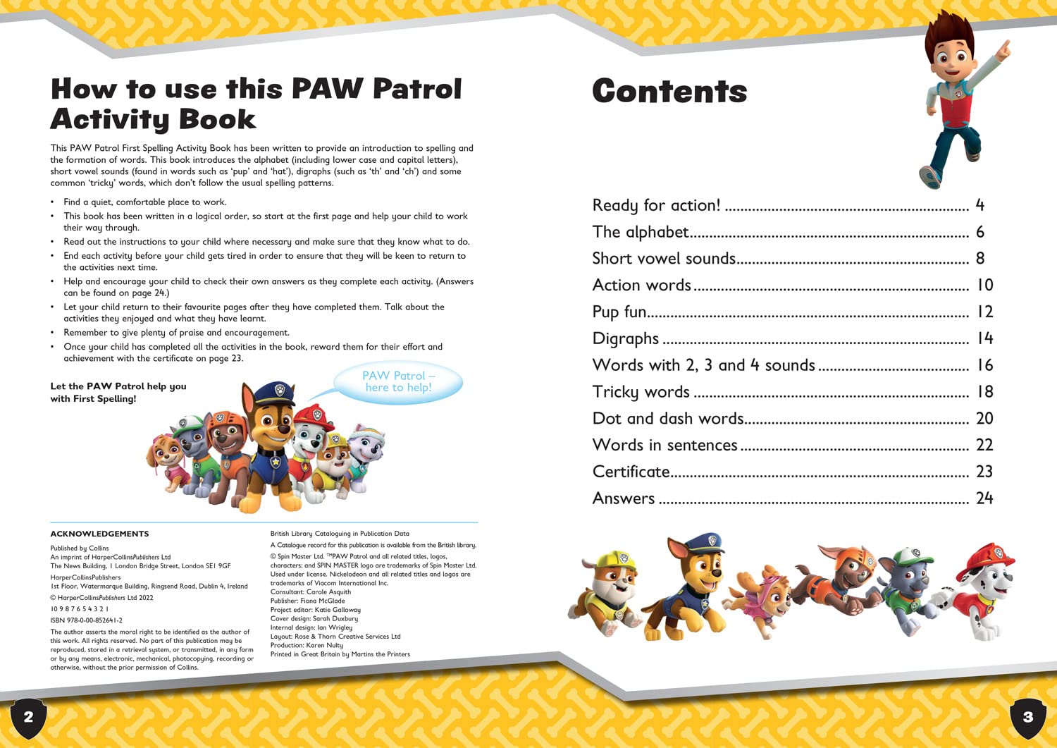 PAW Patrol First Spelling Activity Book: Get ready for school with Paw Patrol - The English Bookshop Kuwait