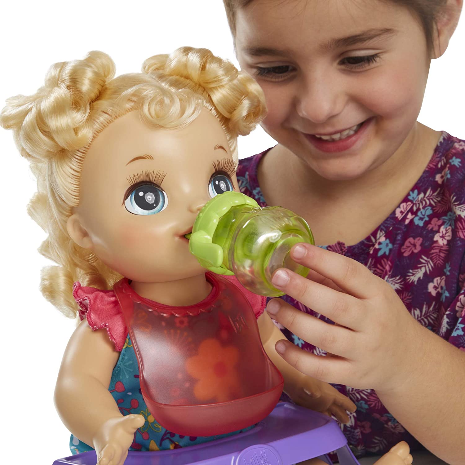 Baby Alive Happy Hungry Baby Blond Curly Hair Doll - The English Bookshop