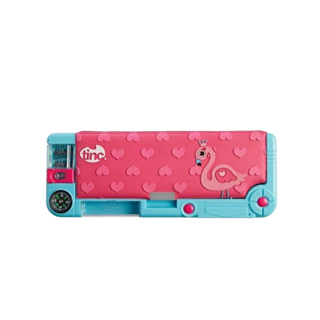 Flamingo Pop-Out Compartment Pencil Case - Tinc - The English Bookshop