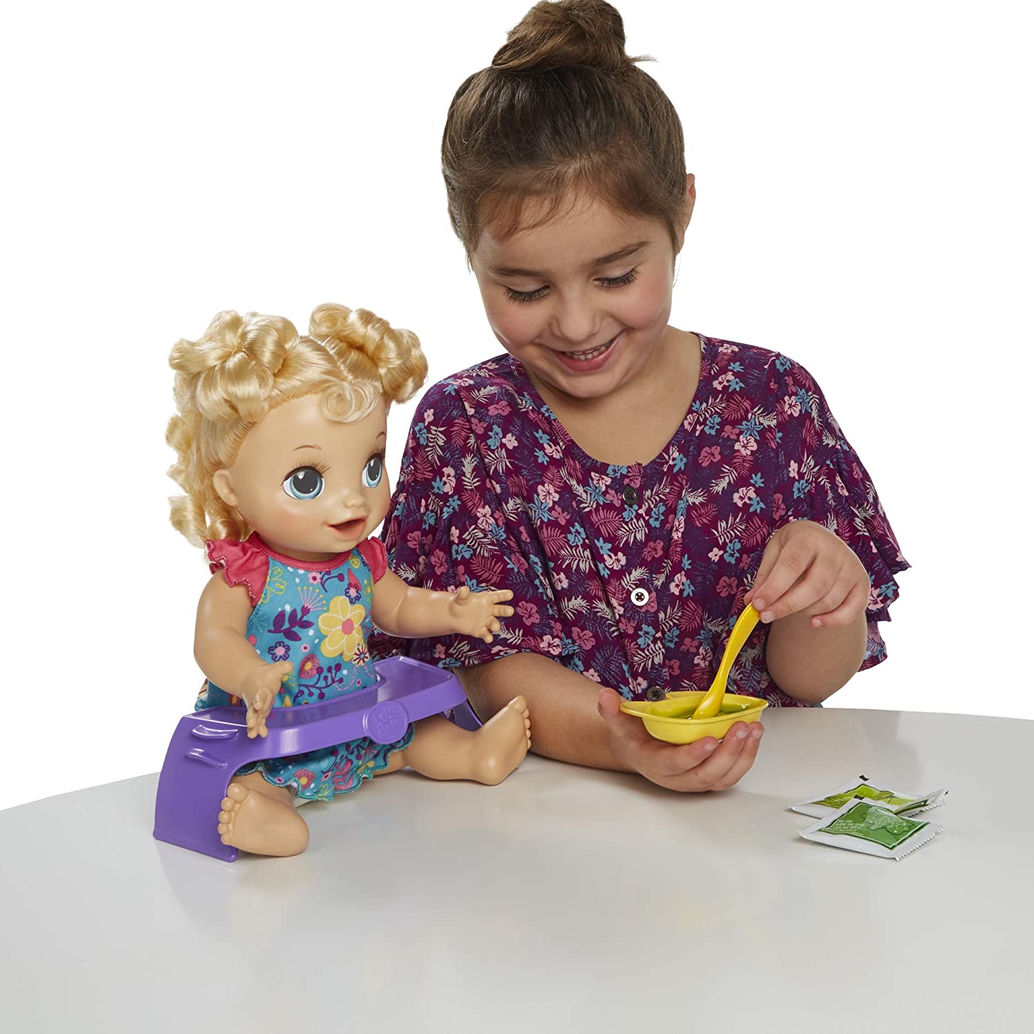 Baby Alive Happy Hungry Baby Blond Curly Hair Doll - The English Bookshop