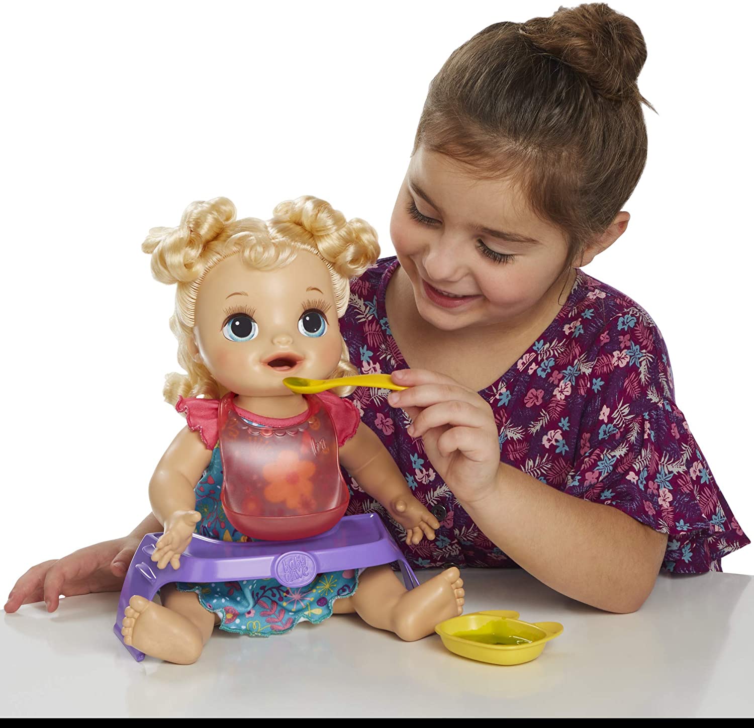 Baby Alive Happy Hungry Baby Blond Curly Hair Doll - The English Bookshop