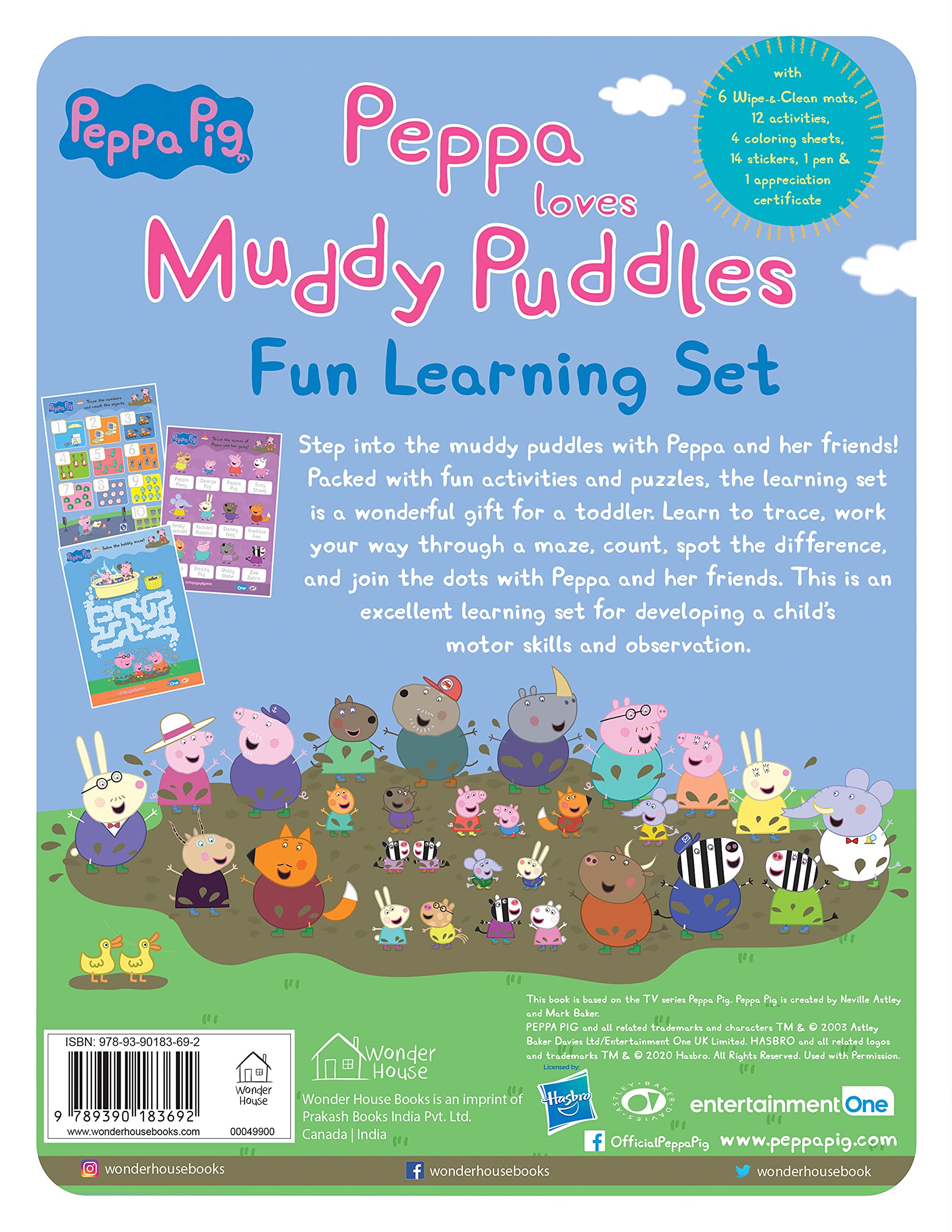 Peppa Pig - Peppa Loves Muddy Puddles: Fun Learning Set (With Wipe And Clean Mats, Coloring Sheets, - The English Bookshop Kuwait