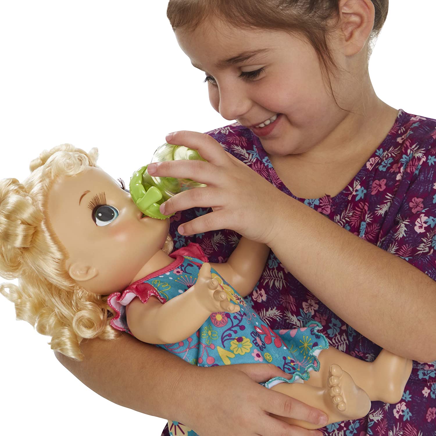 Baby Alive Happy Hungry Baby Blond Curly Hair Doll - The English Bookshop