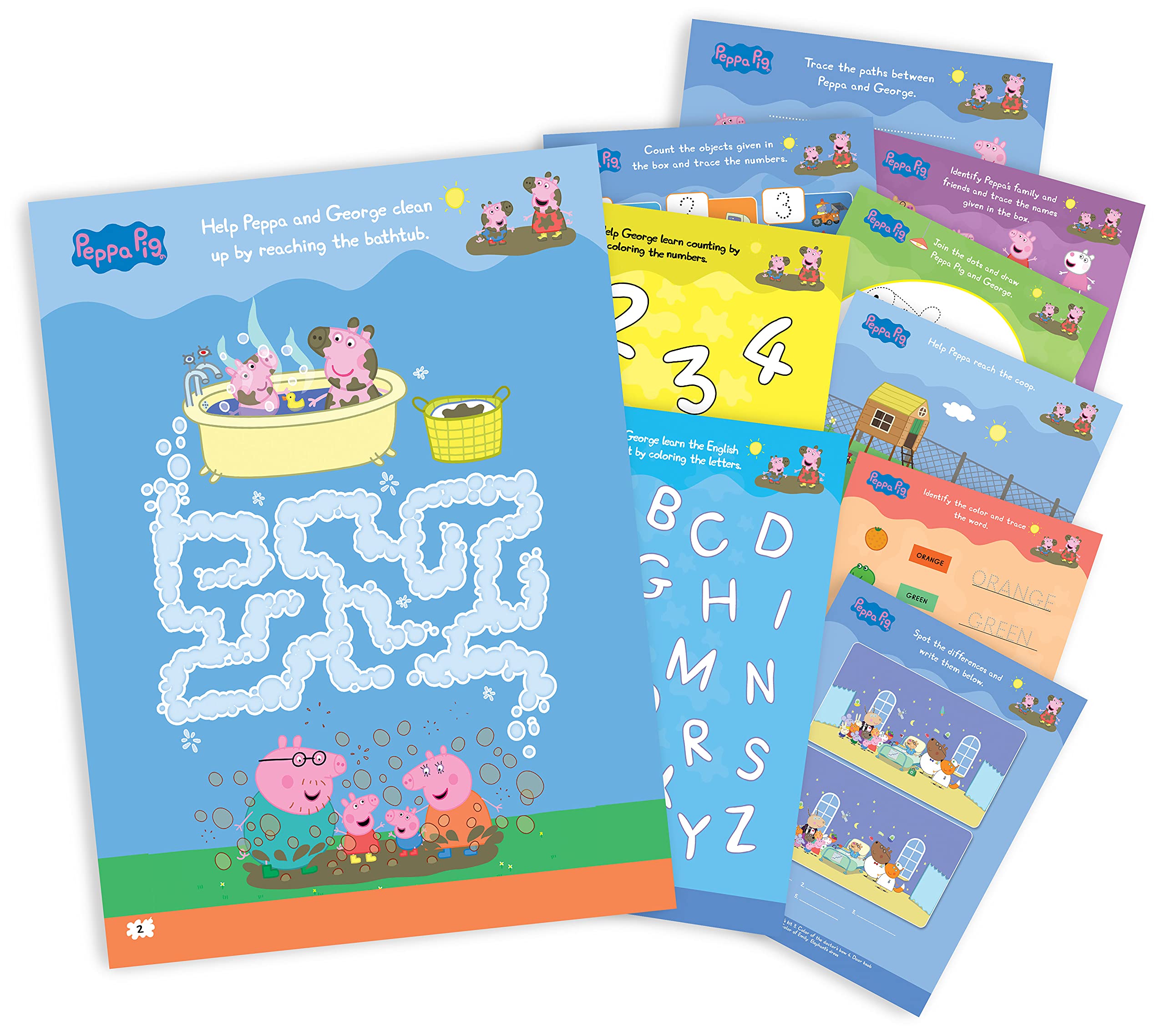 Peppa Pig - Peppa Loves Muddy Puddles: Fun Learning Set (With Wipe And Clean Mats, Coloring Sheets, - The English Bookshop Kuwait