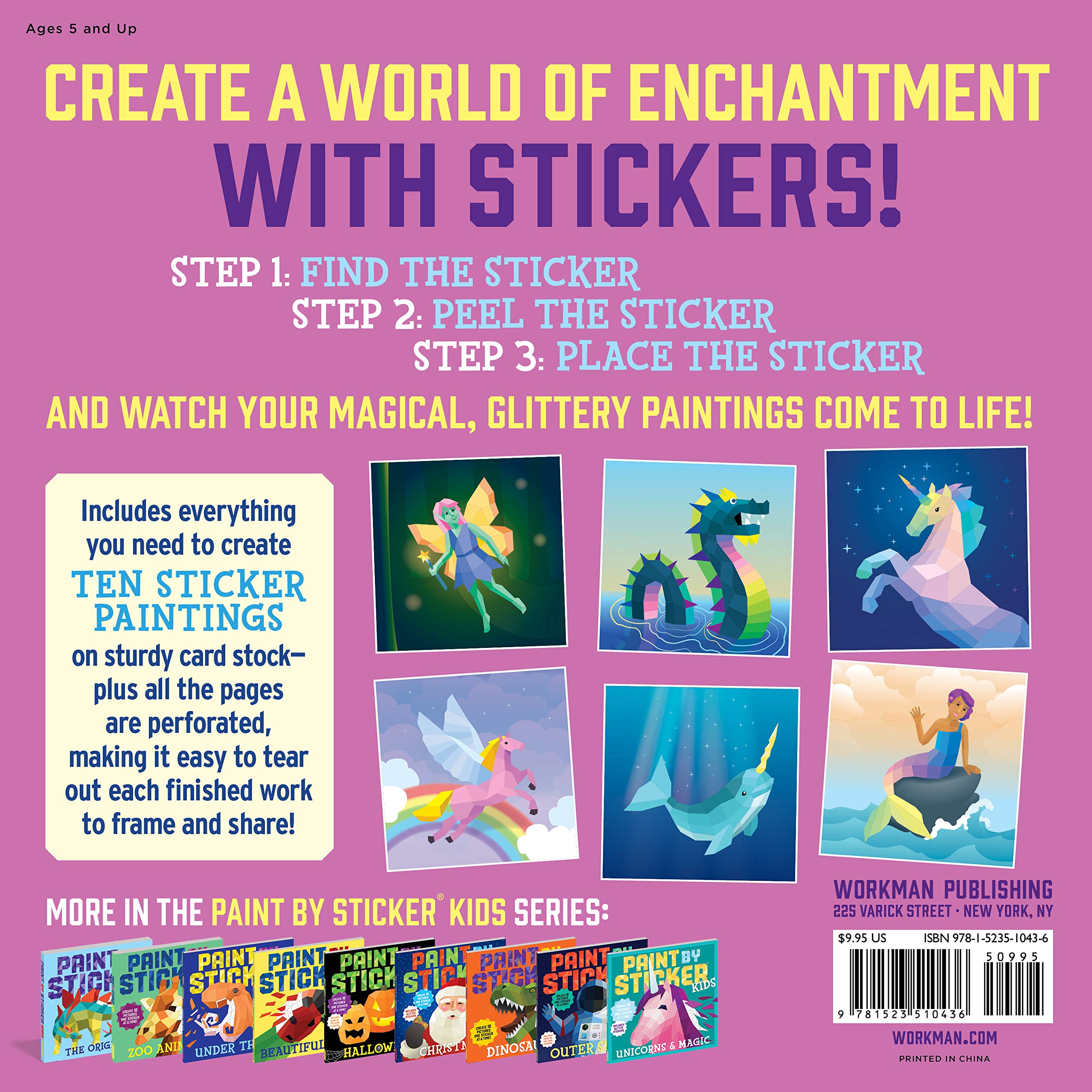 Paint by Sticker Kids: Mermaids & Magic!: Create 10 Pictures One Sticker at a Time! Includes Glitter Stickers - The English Bookshop Kuwait