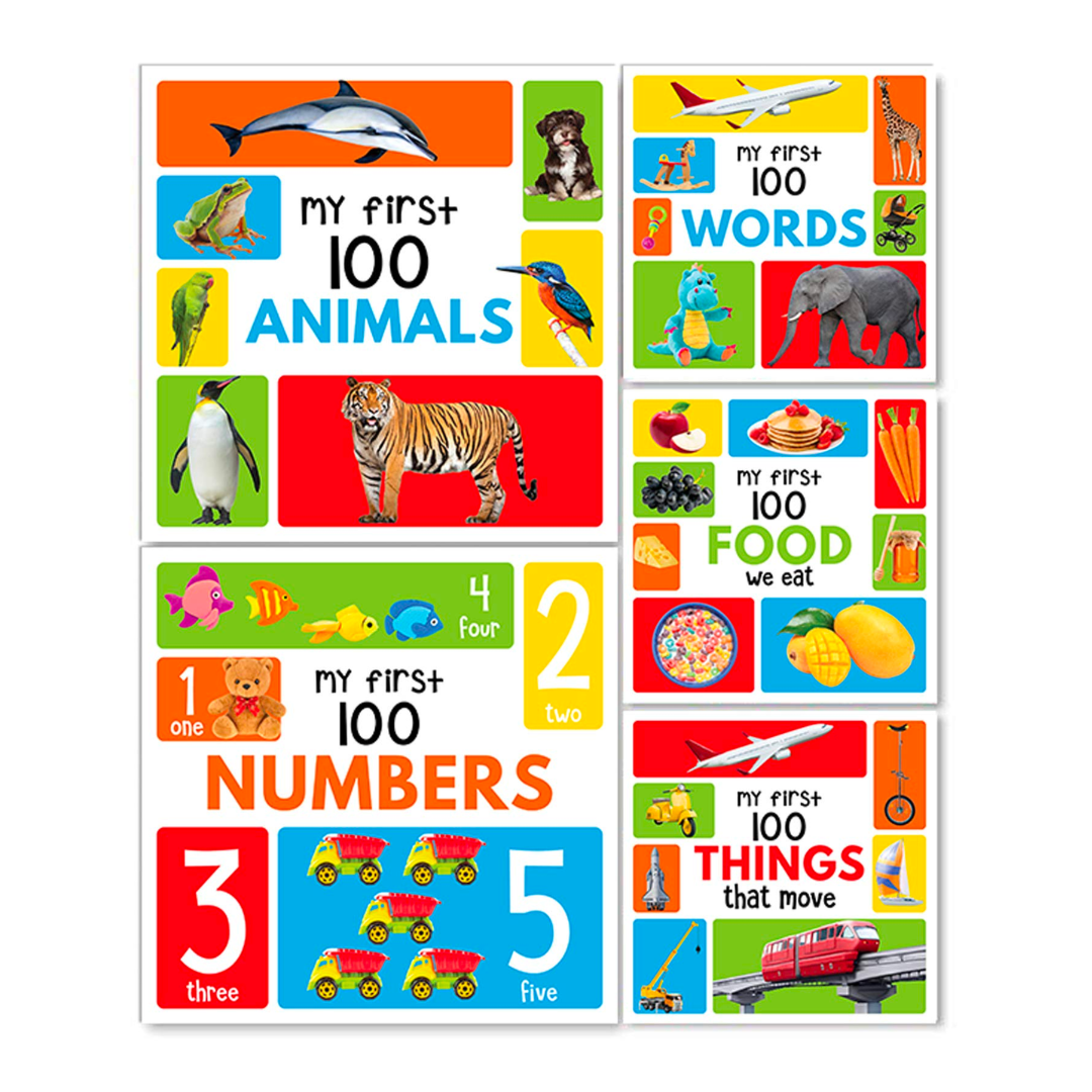 My First 100 Box Set: A Pack of Five Picture Books for Children (Animals, Words, Numbers, Food We Eat and Things That Move) - The English Bookshop Kuwait