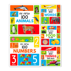 My First 100 Box Set: A Pack of Five Picture Books for Children (Animals, Words, Numbers, Food We Eat and Things That Move) - The English Bookshop Kuwait