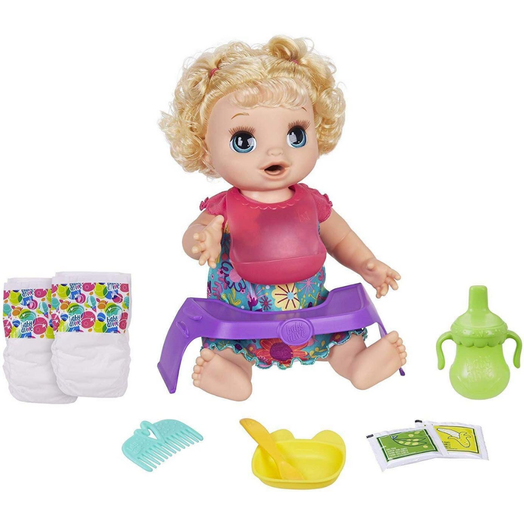 Baby Alive Happy Hungry Baby Blond Curly Hair Doll - The English Bookshop