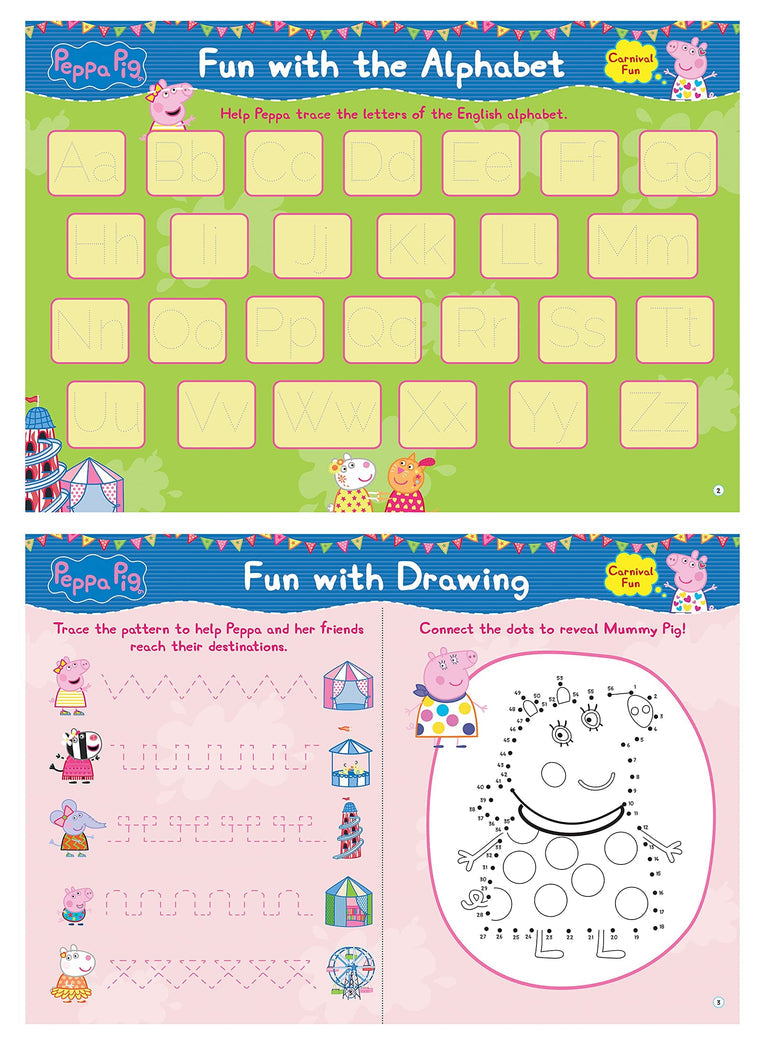 Peppa Pig - Peppa Loves Carnival : Fun Learning Set (With Wipe And Clean Mats, Coloring Sheets, Stickers, Appreciation Certificate And Pen) - The English Bookshop Kuwait